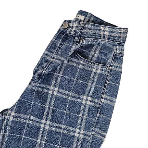 PACSUN Dad Jeans Womens 25 Blue White Stripe Denim High Waist Straight Leg Pants - Picture 13 of 14